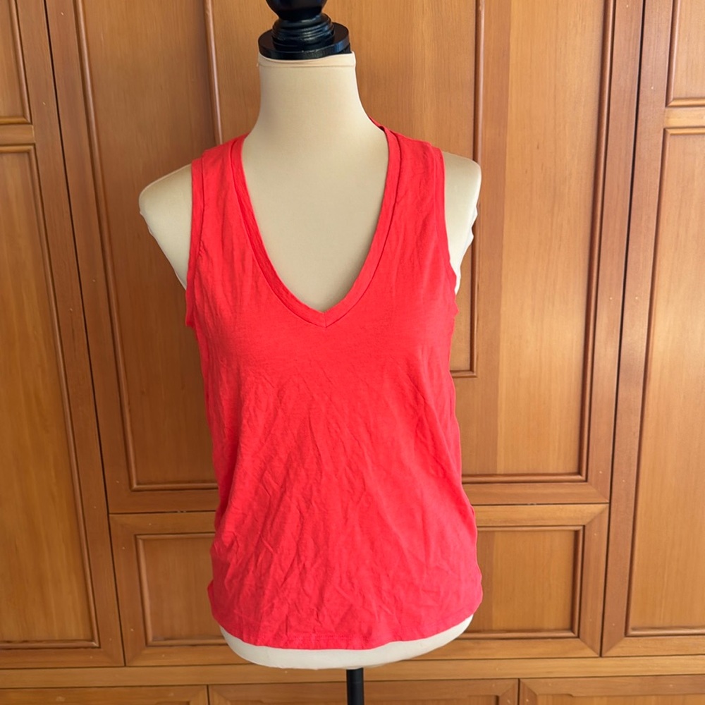 NWOT J Crew slub cotton tank, size small, red.  V neck.